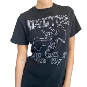 Urban Outfitters Led Zeppelin Black Tee Distressed Faded Retro Vintage-style S/M